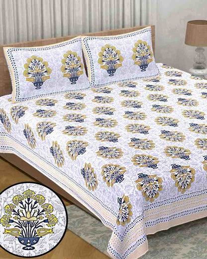 Vibrant Marigold Blossom Design Multicolor Bedding Set | 108 x 108 inches