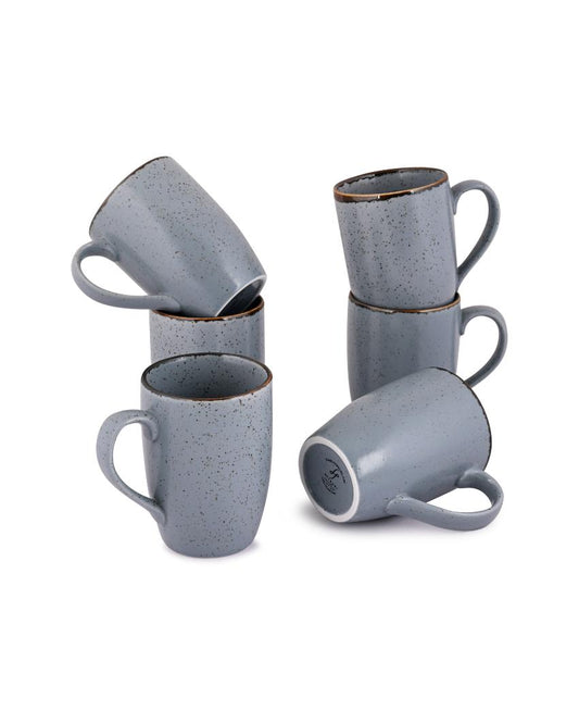 Doppio Matt Grey Sky Porcelain Coffee Mug | Set Of 6