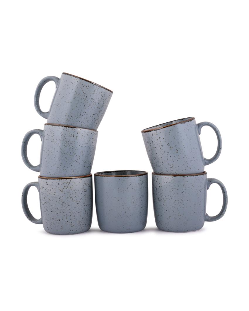 Espresso Matt Grey Sky Porcelain Coffee Mug | Set Of 6