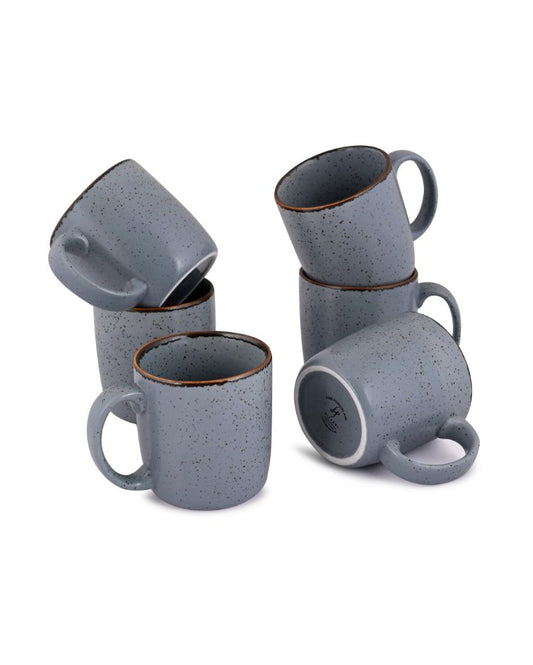 Espresso Matt Grey Sky Porcelain Coffee Mug | Set Of 6