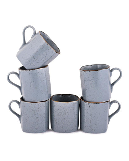 Cappuccino Matt Grey Sky Porcelain Coffee Mug | Set Of 6