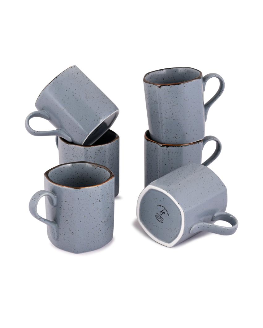 Cappuccino Matt Grey Sky Porcelain Coffee Mug | Set Of 6