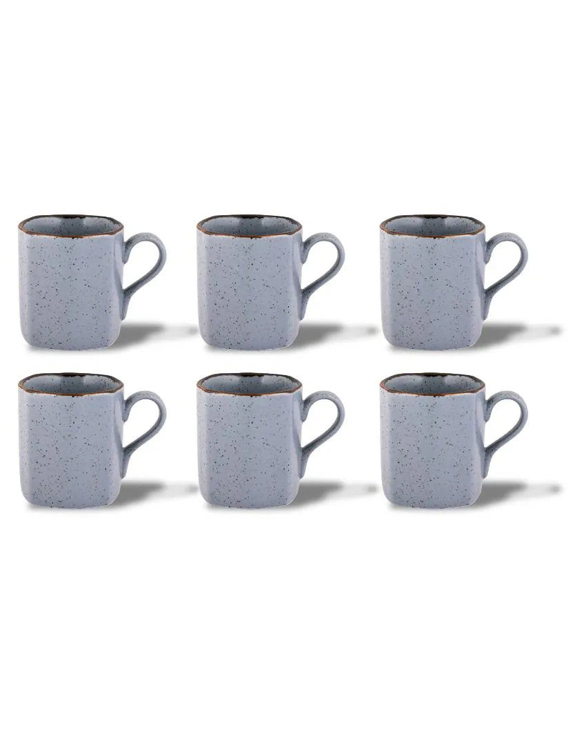 Cappuccino Matt Grey Sky Porcelain Coffee Mug | Set Of 6