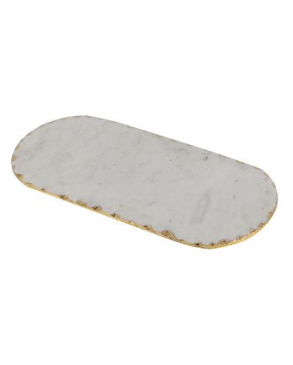 Sustainable Marble Oval White Cheese Serving Platter | 14 x 7 inches