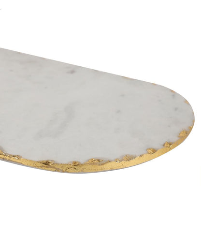 Sustainable Marble Oval White Cheese Serving Platter | 14 x 7 inches