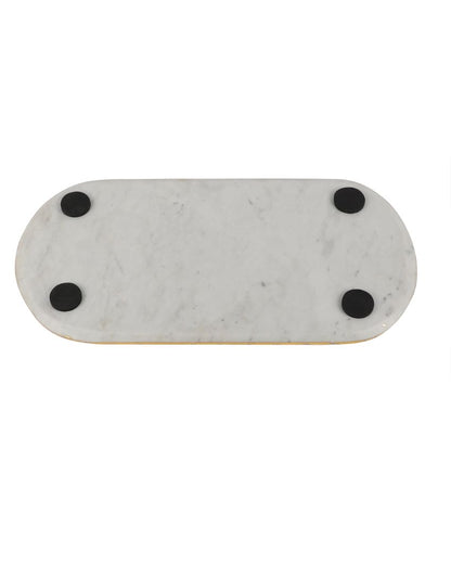 Sustainable Marble Oval White Cheese Serving Platter | 14 x 7 inches