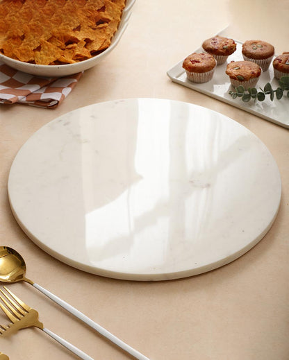 White Elegant Marble Platter | 15 inches