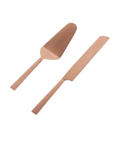 Rose Gold Finish Steel Serveware Cake Knife & Server Set | 2 Pieces