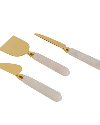 Marble Gold Plating Cake knife & Server Set | 3 Pieces | 8 x 2 inches