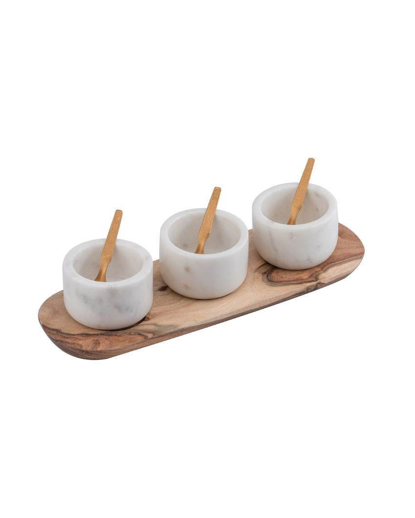 Modern Condiment Tray with Bowls | Pack of 4