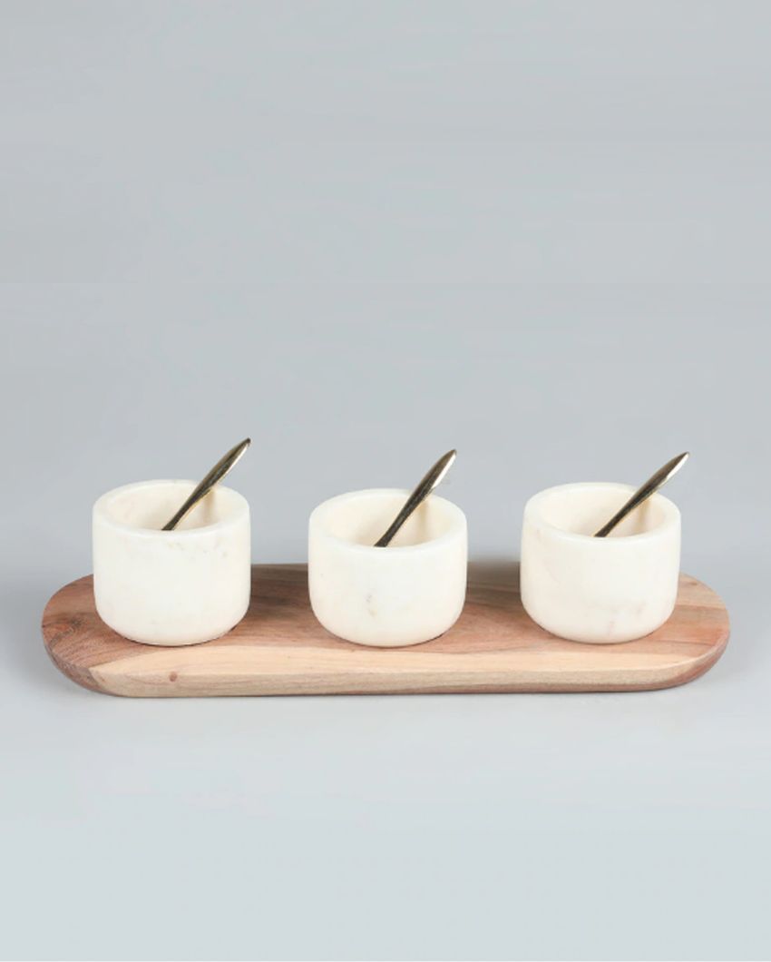 Modern Condiment Tray with Bowls | Pack of 4