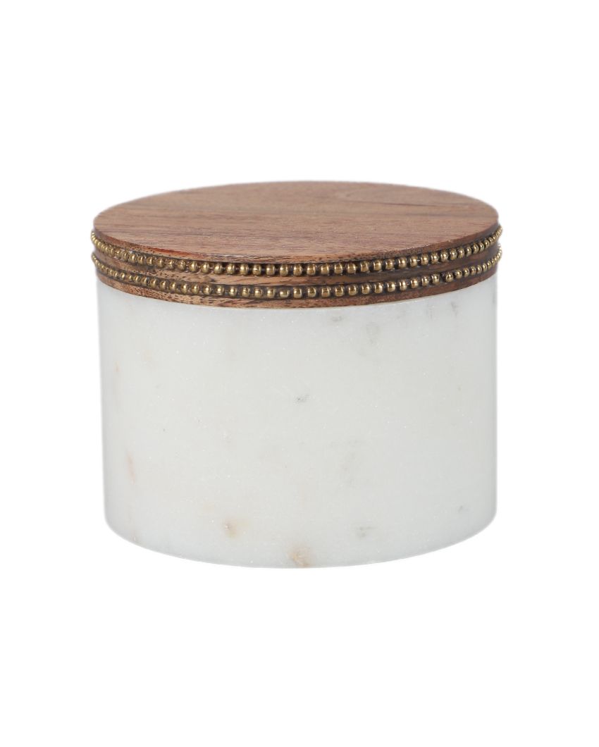 Chic Marble Jar With Lid | 4 x 3 inches