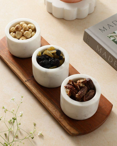 Elegant Condiment Tray With Bowls | 4 Pieces