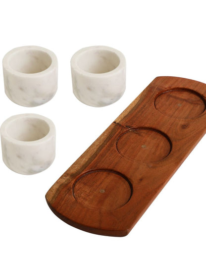 Elegant Condiment Tray With Bowls | 4 Pieces