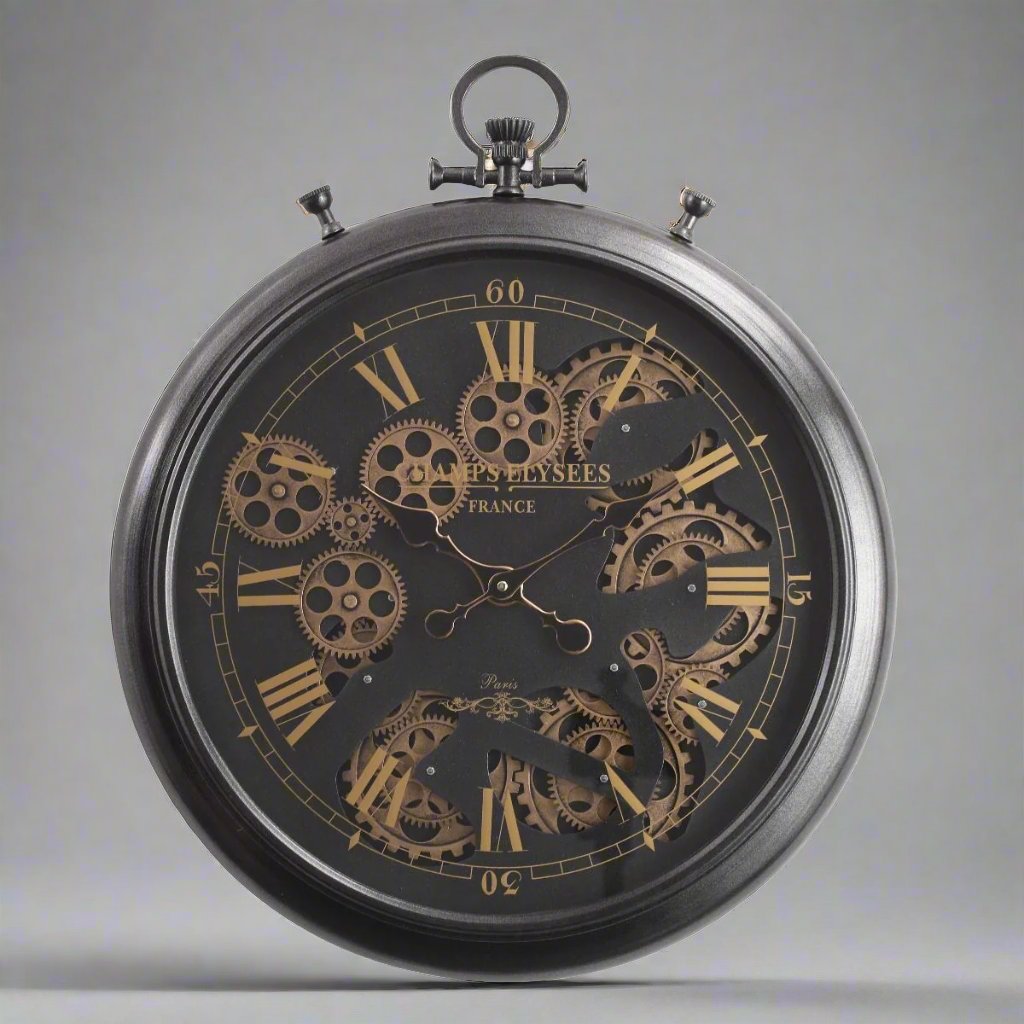 French Chronograph Gold Mechanical Clock | 21 x 3 x 25 inches