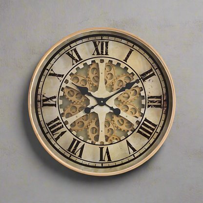 Gold Wheel Mechanical Clock | 24 x 3 inches