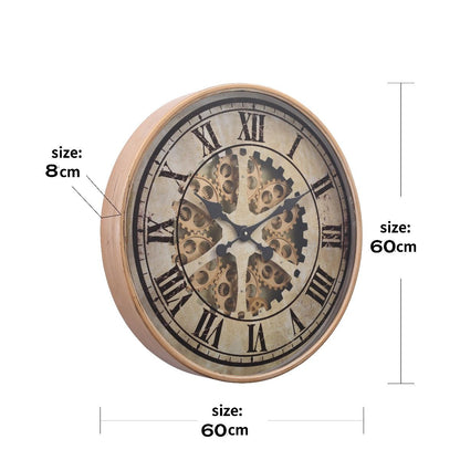 Gold Wheel Mechanical Clock | 24 x 3 inches