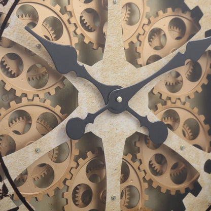 Gold Wheel Mechanical Clock | 24 x 3 inches