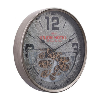 Union Hotel Grey Mechanical Clock | 24 x 3 inches