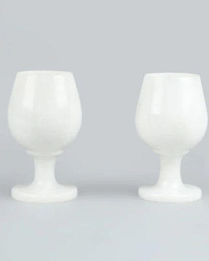 White Pure Makrana Marble Wine Glass | 3 x 5 inches | Single Piece Only