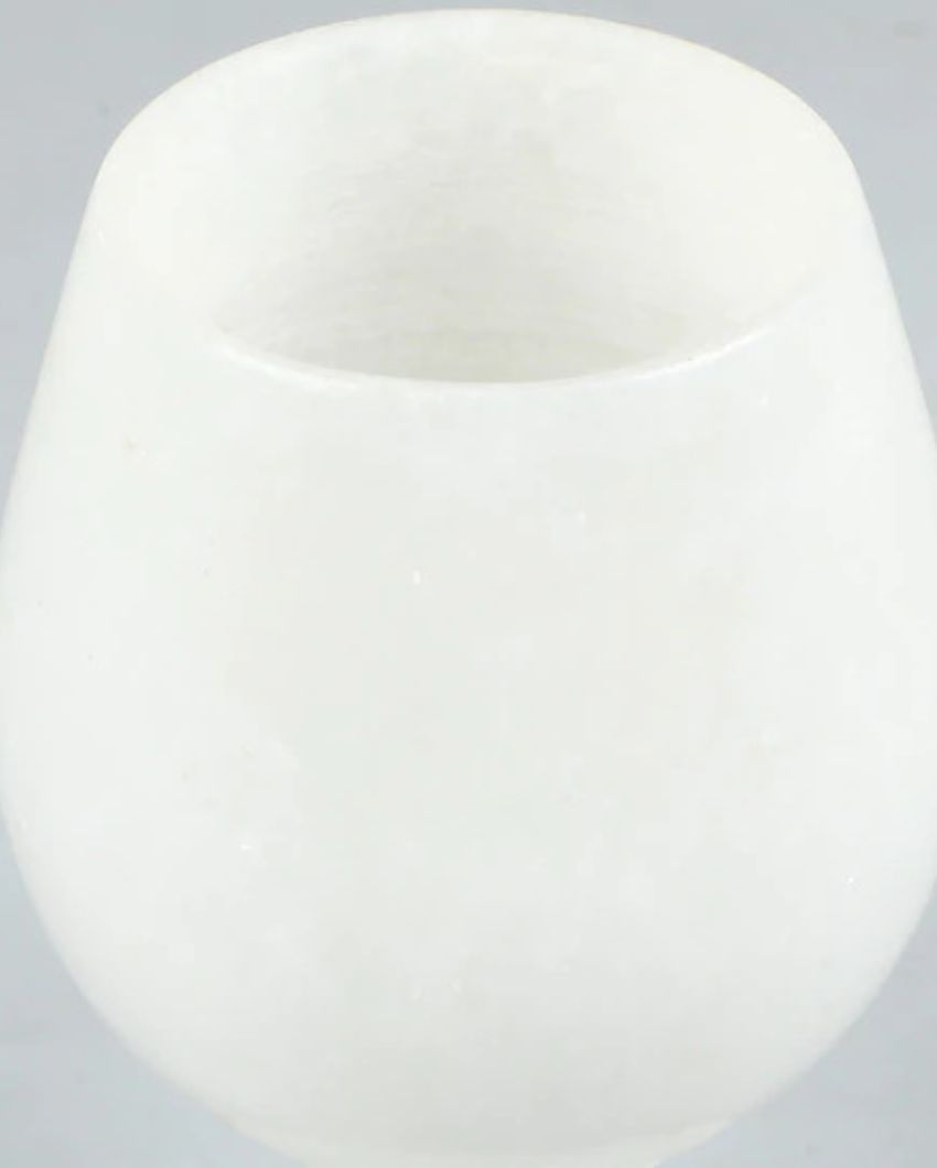 White Pure Makrana Marble Wine Glass | 3 x 5 inches | Single Piece Only