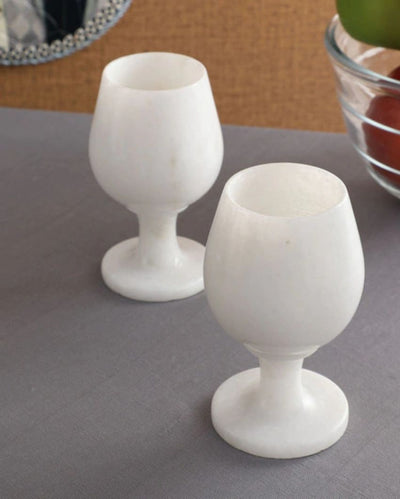 White Pure Makrana Marble Wine Glass | 3 x 5 inches | Single Piece Only