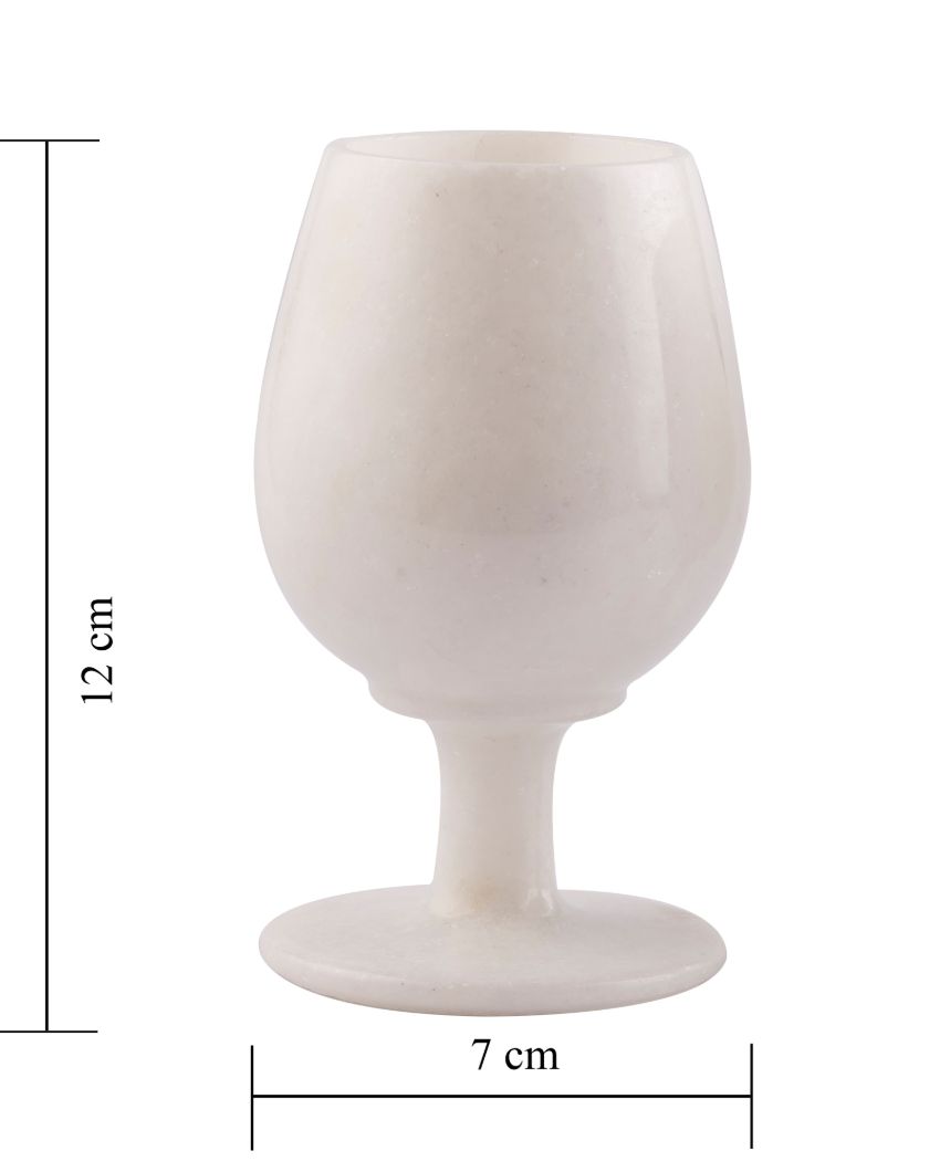 White Pure Makrana Marble Wine Glass | 3 x 5 inches | Single Piece Only