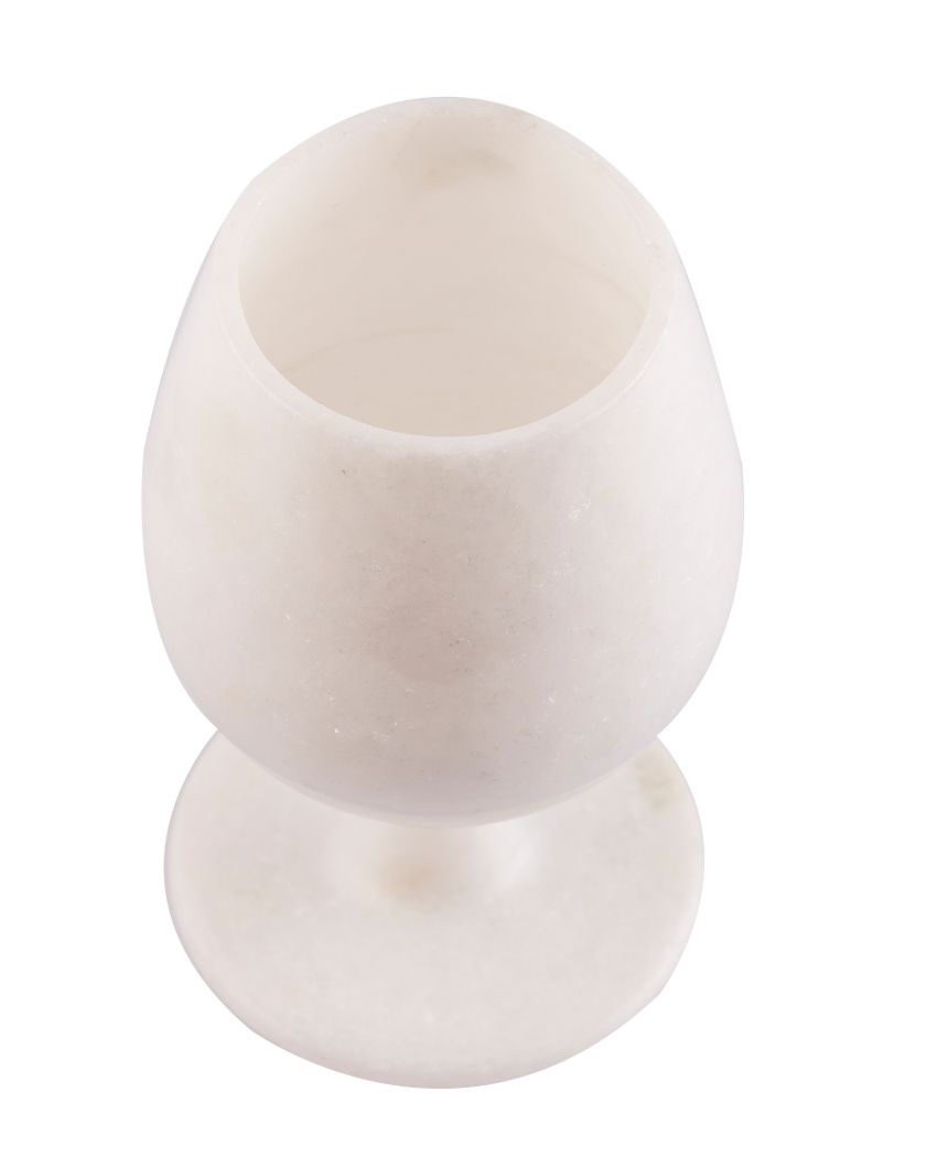 White Pure Makrana Marble Wine Glass | 3 x 5 inches | Single Piece Only