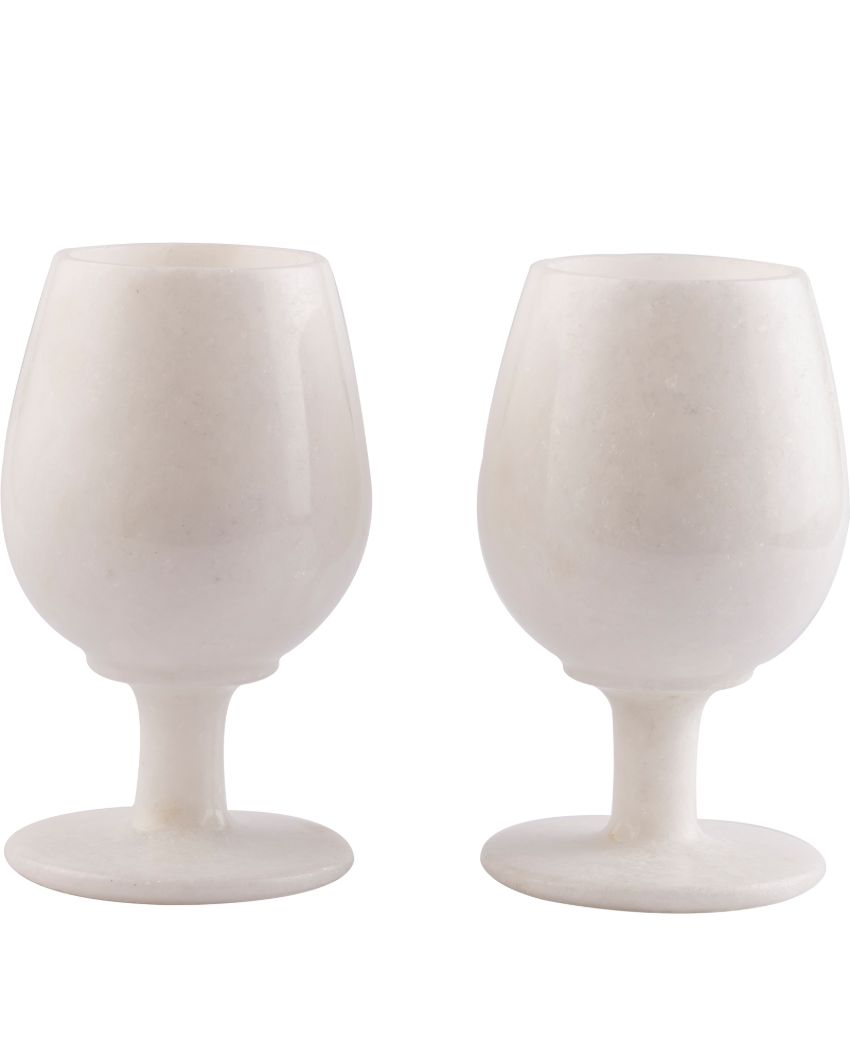 White Pure Makrana Marble Wine Glass | 3 x 5 inches | Single Piece Only