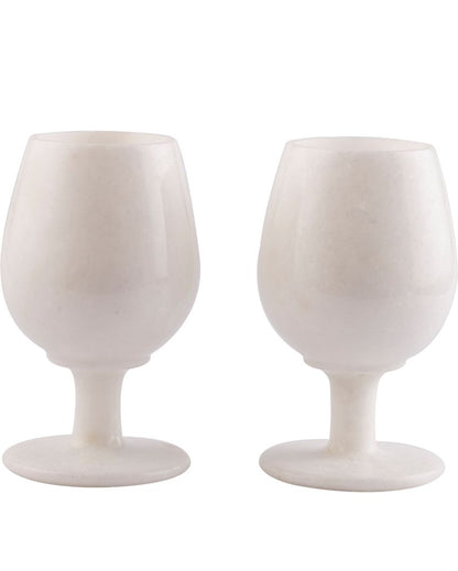 White Pure Makrana Marble Wine Glass | 3 x 5 inches | Single Piece Only