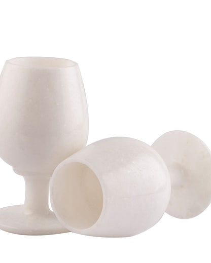 White Pure Makrana Marble Wine Glass | 3 x 5 inches | Single Piece Only