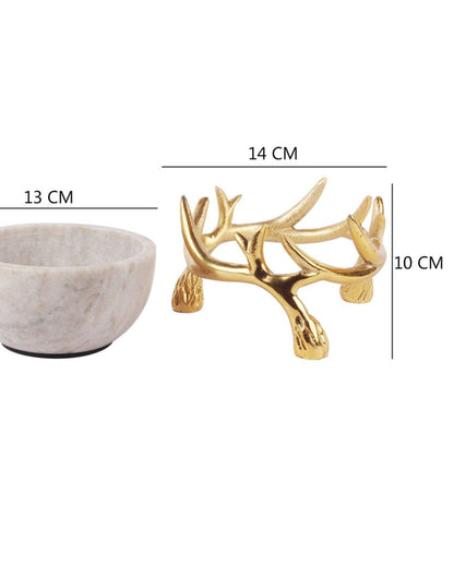 Elegant Marble Bowls With Antler Stands | 6 x 3 inches