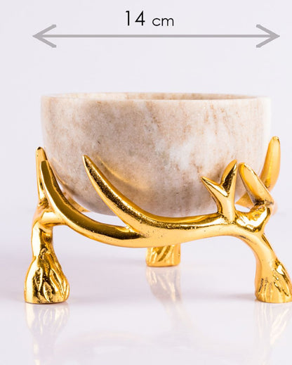 Elegant Marble Bowls With Antler Stands | 6 x 3 inches