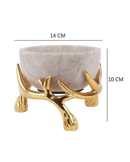 Elegant Marble Bowls With Antler Stands | 6 x 3 inches