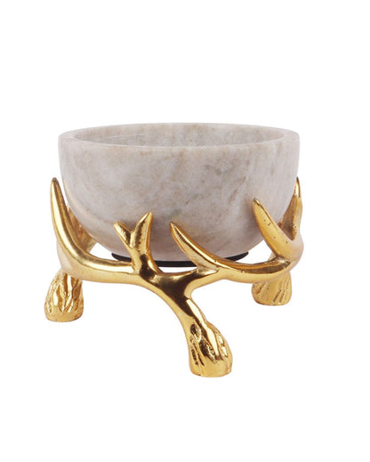 Elegant Marble Bowls With Antler Stands | 6 x 3 inches