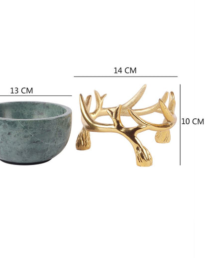 Elegant Marble Bowls With Antler Stands | 6 x 3 inches