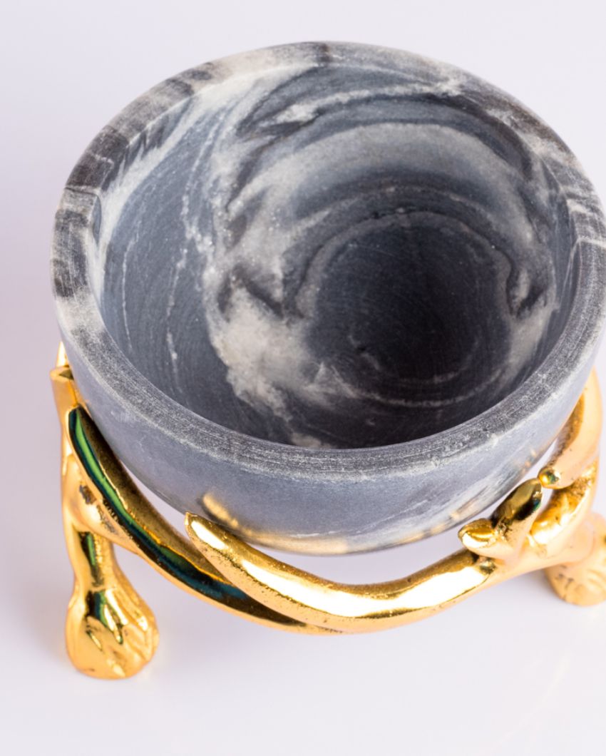 Elegant Marble Bowls With Antler Stands | 6 x 3 inches