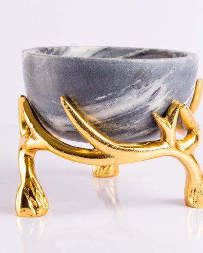 Elegant Marble Bowls With Antler Stands | 6 x 3 inches