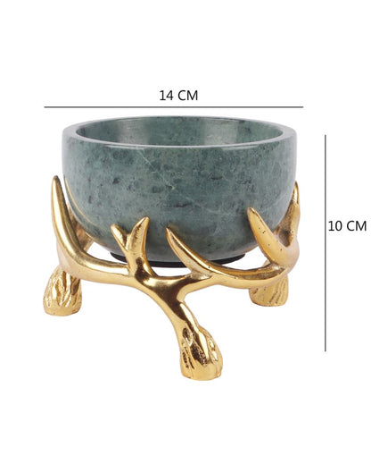 Elegant Marble Bowls With Antler Stands | 6 x 3 inches