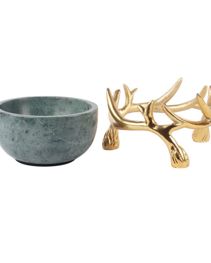 Elegant Marble Bowls With Antler Stands | 6 x 3 inches