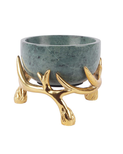 Elegant Marble Bowls With Antler Stands | 6 x 3 inches