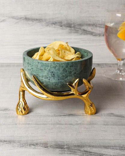 Elegant Marble Bowls With Antler Stands | 6 x 3 inches