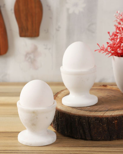 Marble White Egg Holders | Set of 2 | 2 x 2 inches