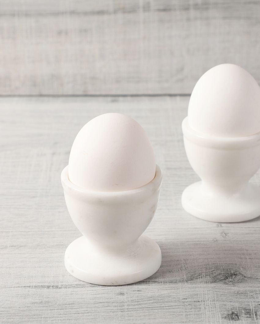 Marble White Egg Holders | Set of 2 | 2 x 2 inches