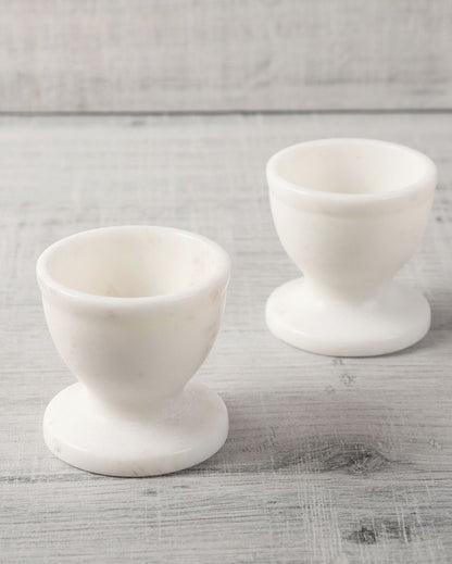 Marble White Egg Holders | Set of 2 | 2 x 2 inches