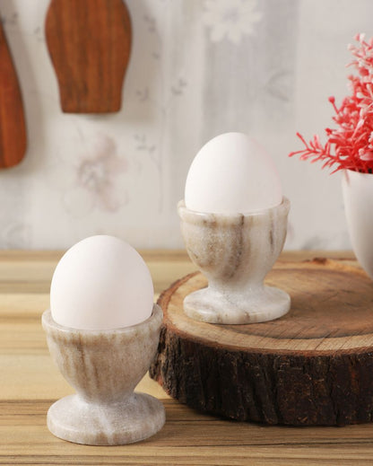 Marble Beige Egg Holders | Set of 2 | 2 x 2 inches