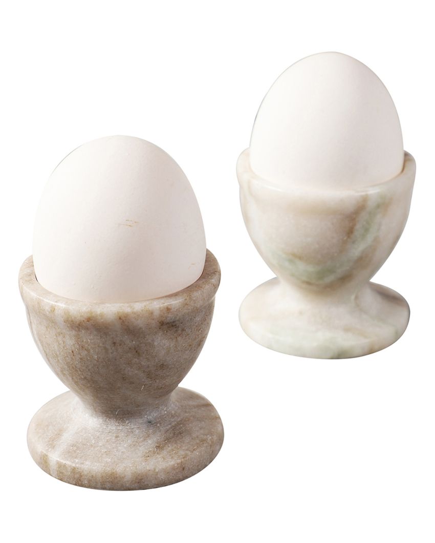 Marble Beige Egg Holders | Set of 2 | 2 x 2 inches