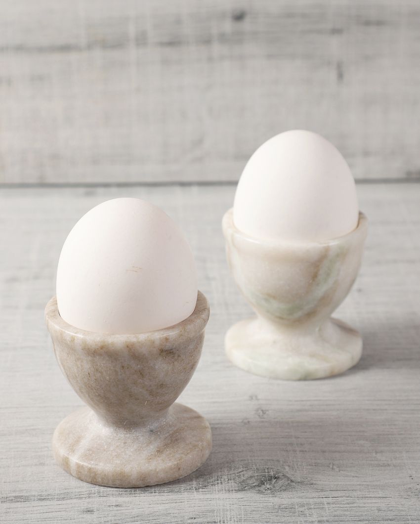 Marble Beige Egg Holders | Set of 2 | 2 x 2 inches