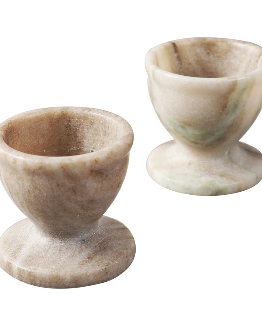 Marble Beige Egg Holders | Set of 2 | 2 x 2 inches