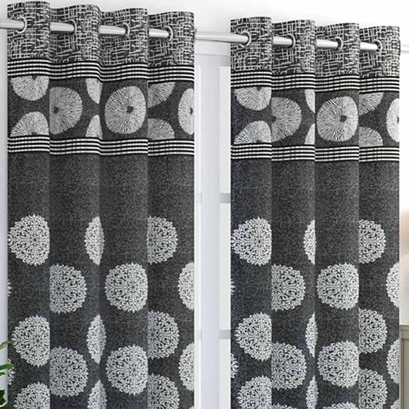 Grey Jute Polyester Curtains | 5ft | Set of 2 Default Title